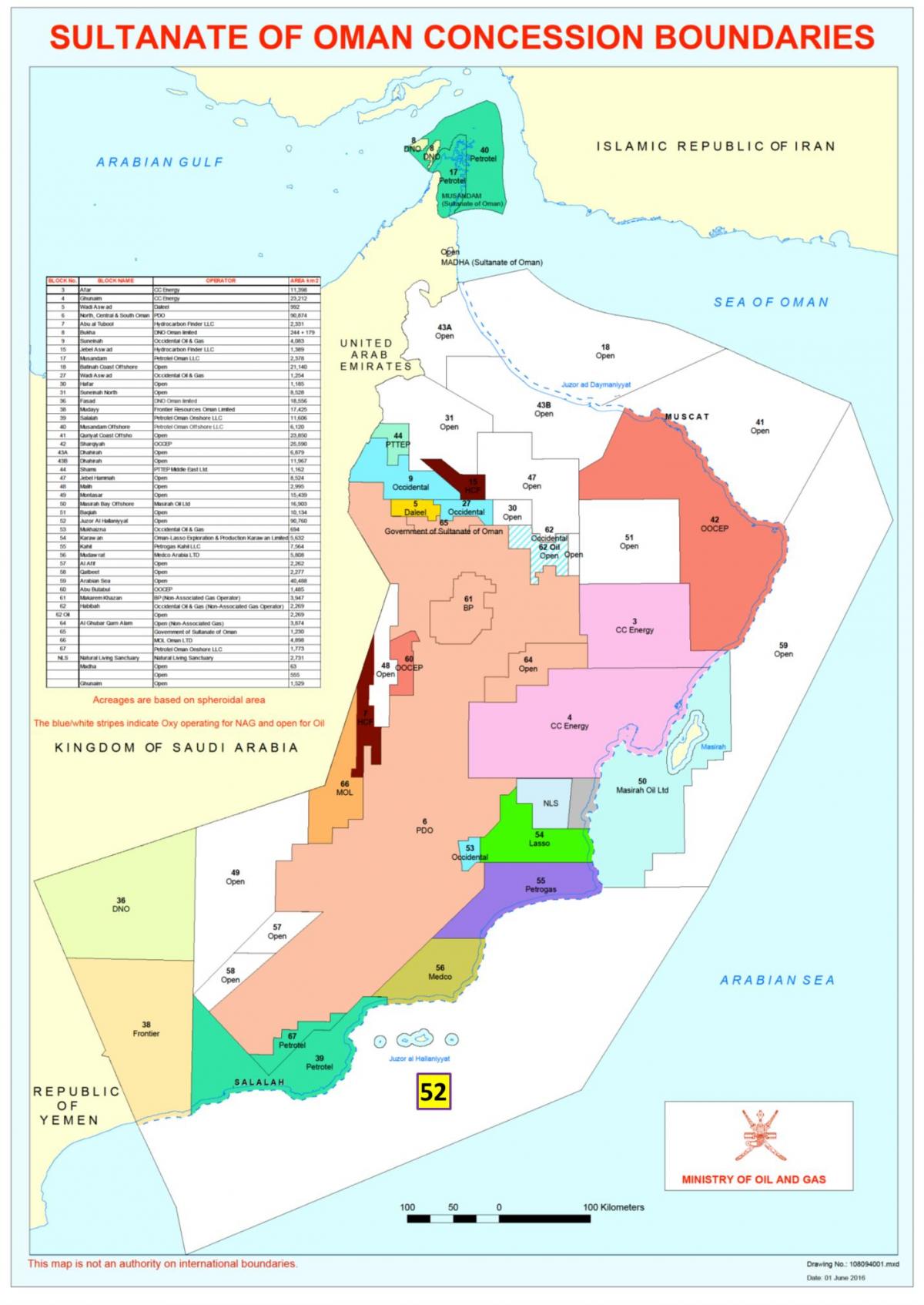 mapa de Omã concessão