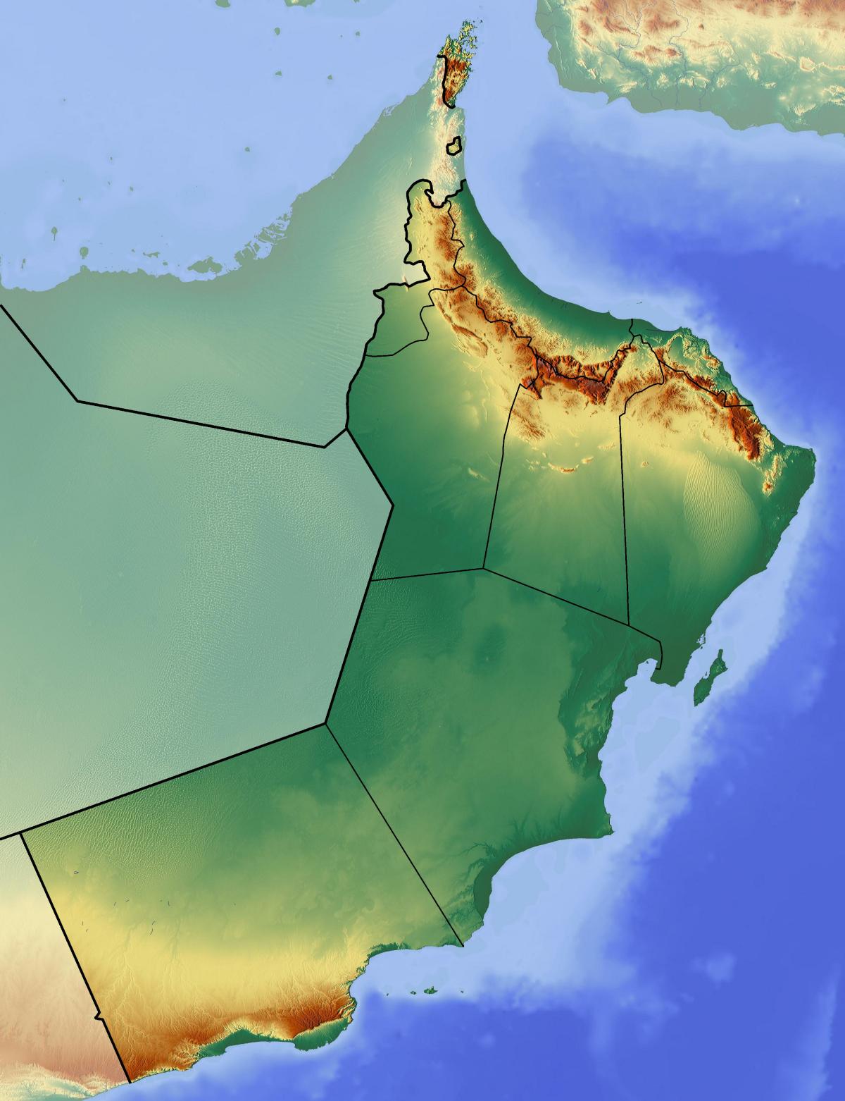 mapa de Omã topográfico