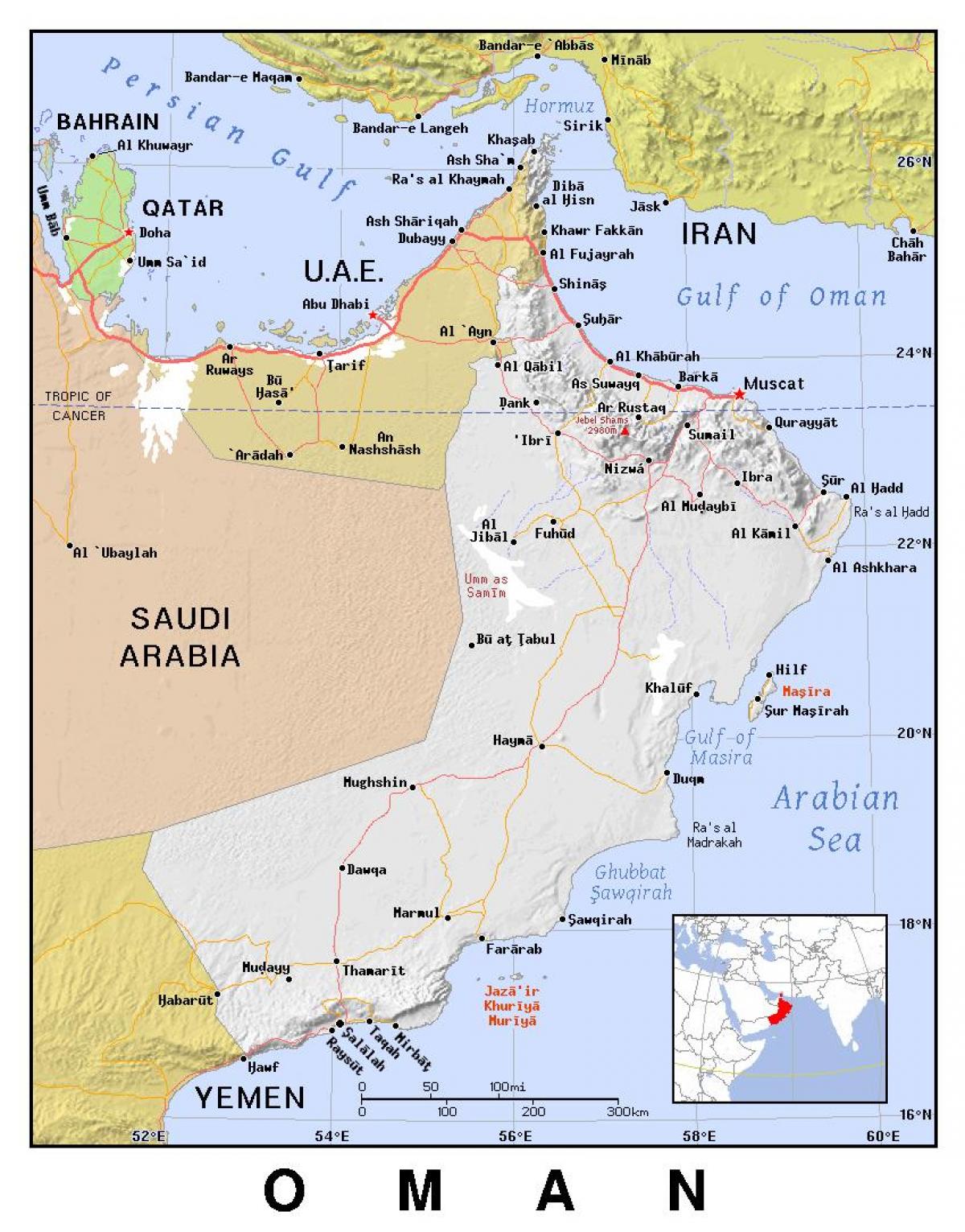 mapa de Omã político