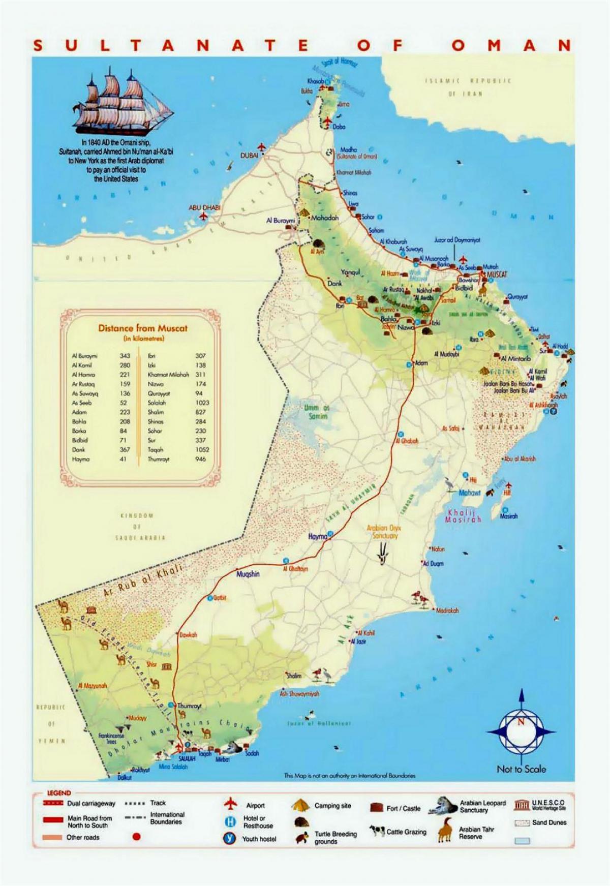 Omã lugares turísticos mapa